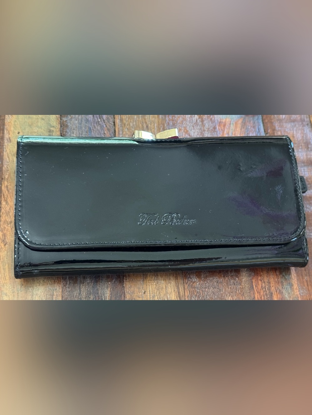 Ted Baker Glossy Black Patent Leather Long Wallet